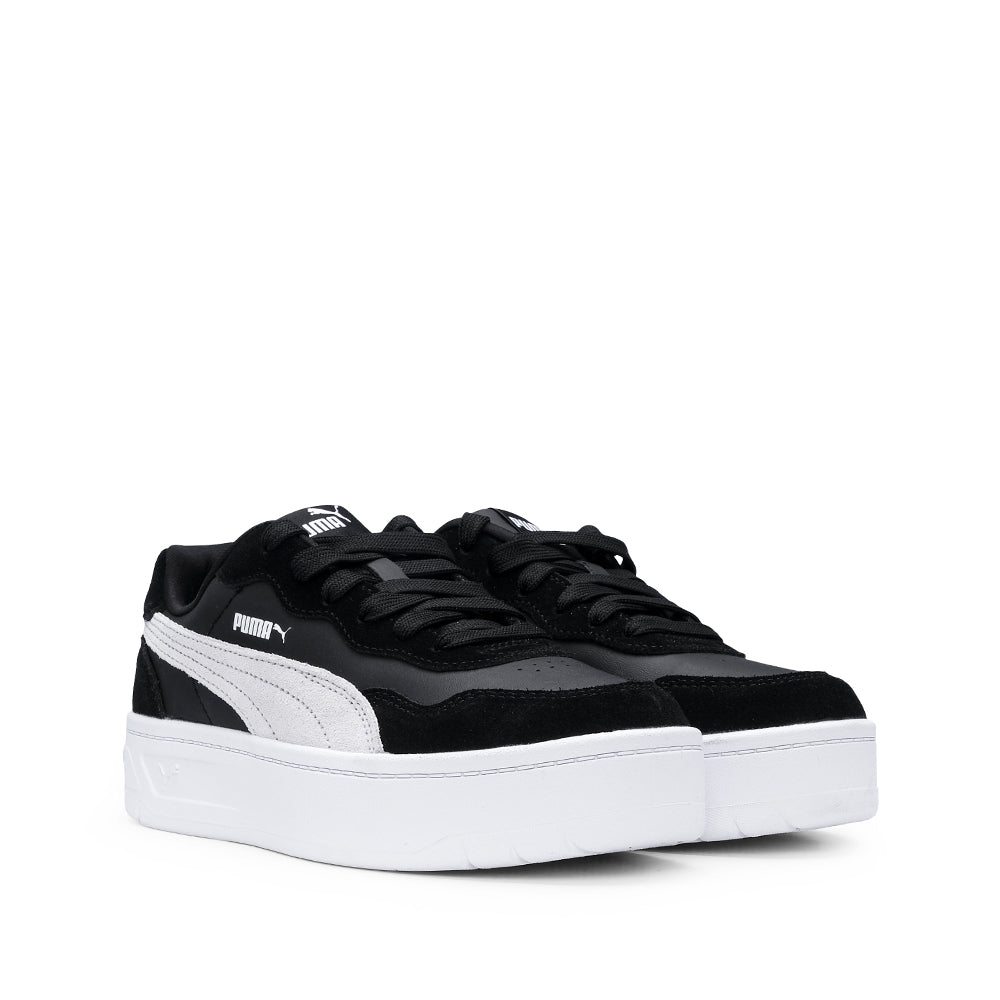 Sapatilha Casual Mulher Camurça Court Lally Skye Preto Preto E Branco