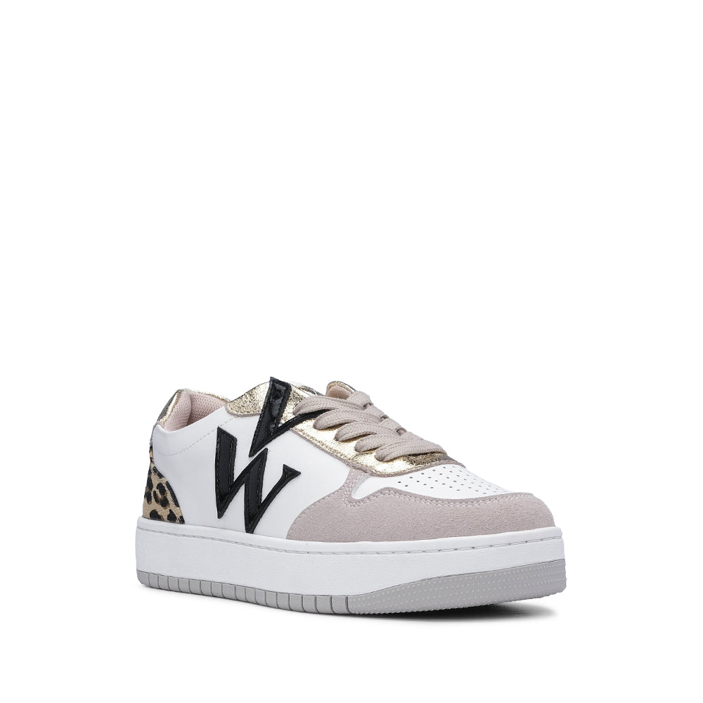 Sapatilha Casual Mulher Branco E Dourado