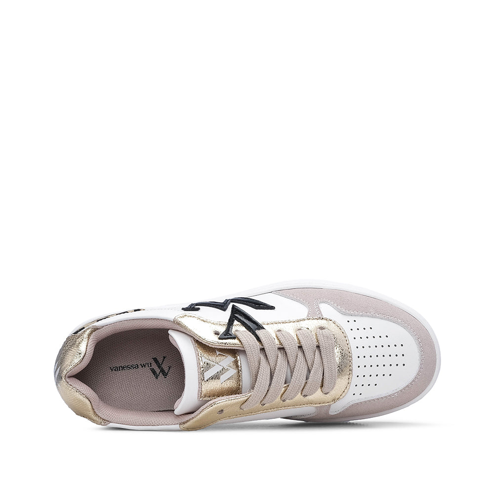 Sapatilha Casual Mulher Branco E Dourado