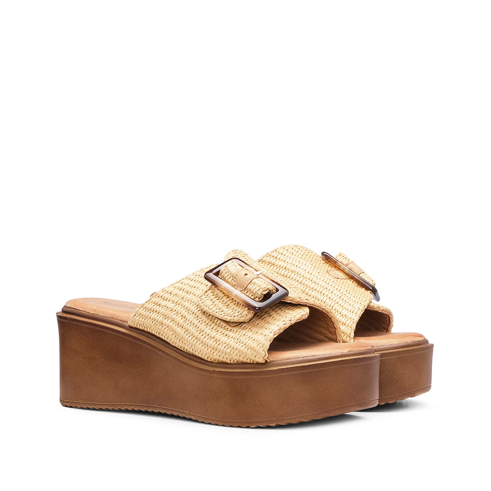 Chinelo Salto Médio Mulher Bege