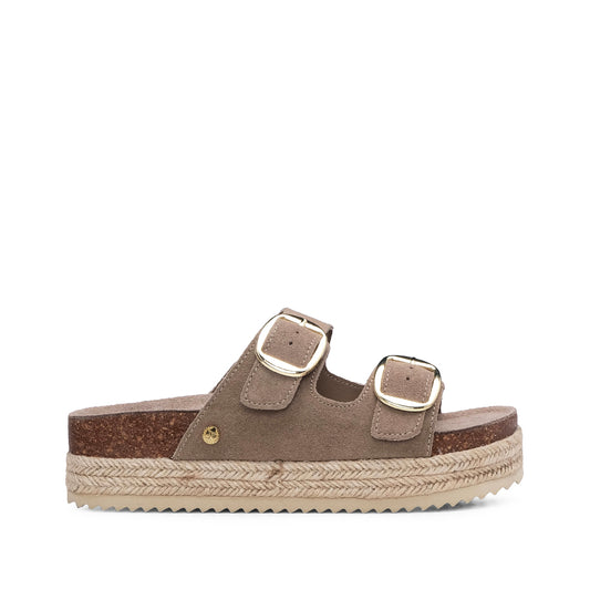 Chinelo Casual Mulher Com Sola em Ráfia Taupe