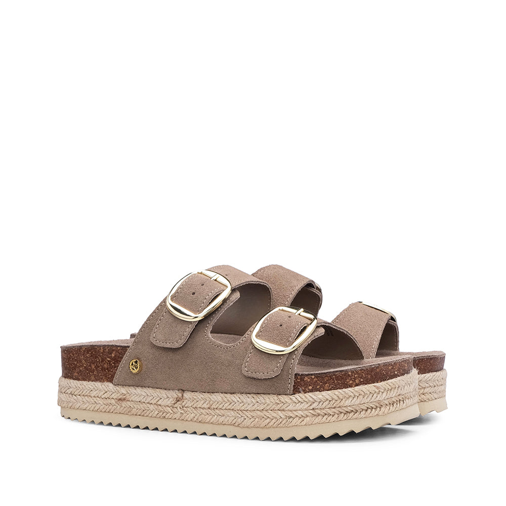 Chinelo Casual Mulher Com Sola em Ráfia Taupe