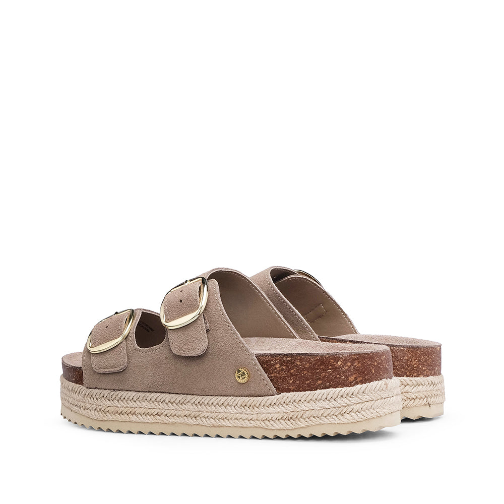 Chinelo Casual Mulher Com Sola em Ráfia Taupe