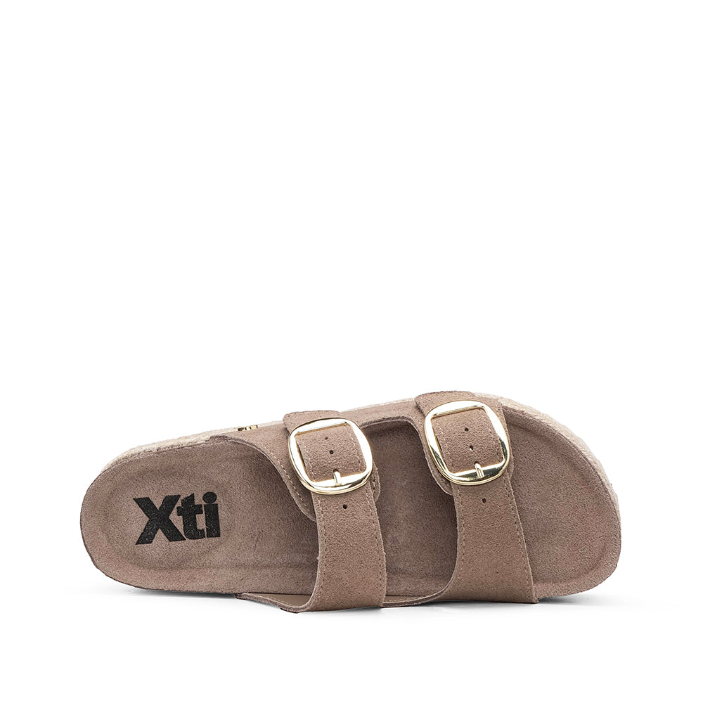 Chinelo Casual Mulher Com Sola em Ráfia Taupe