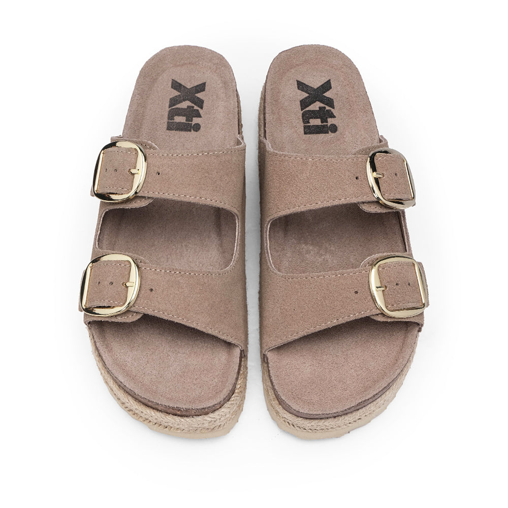 Chinelo Casual Mulher Com Sola em Ráfia Taupe