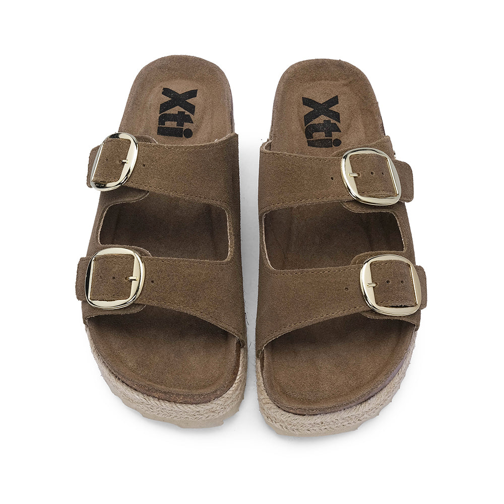 Chinelo Casual Mulher Com Sola em Ráfia Taupe