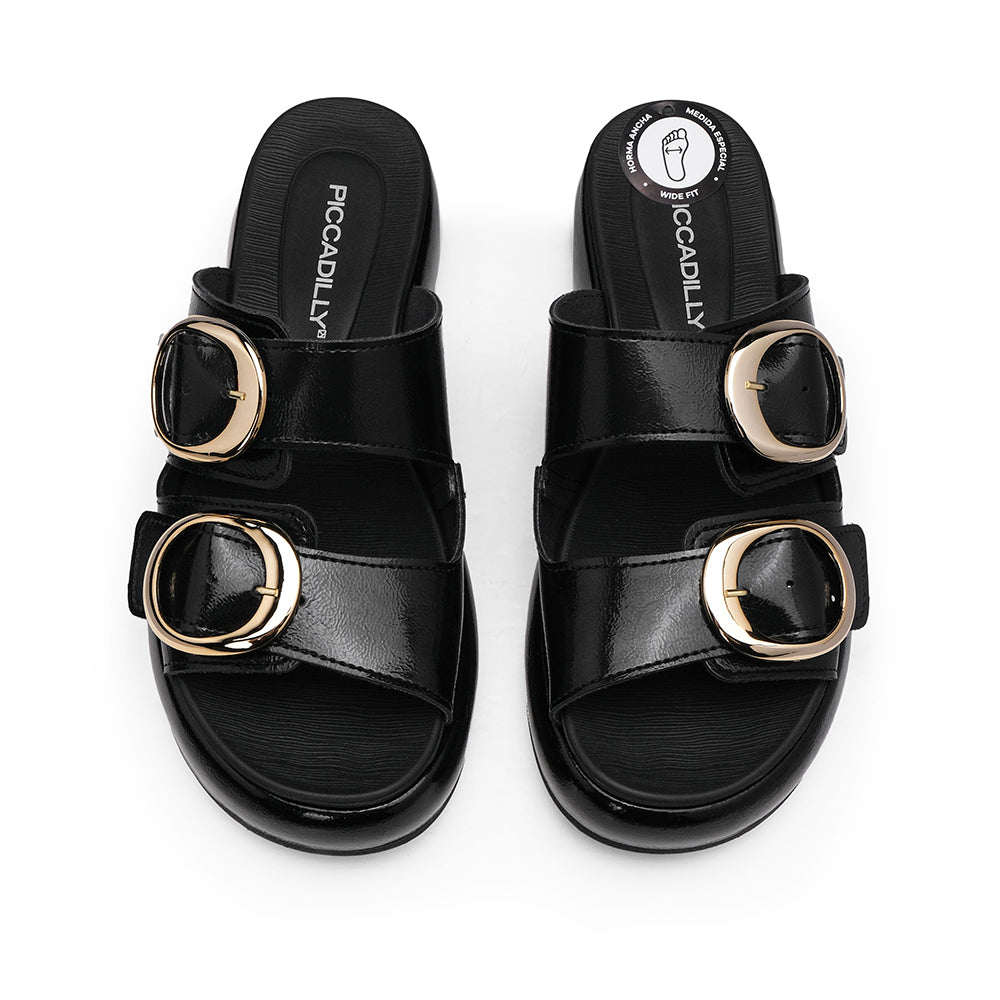 Chinelo Casual Mulher Verniz Preto