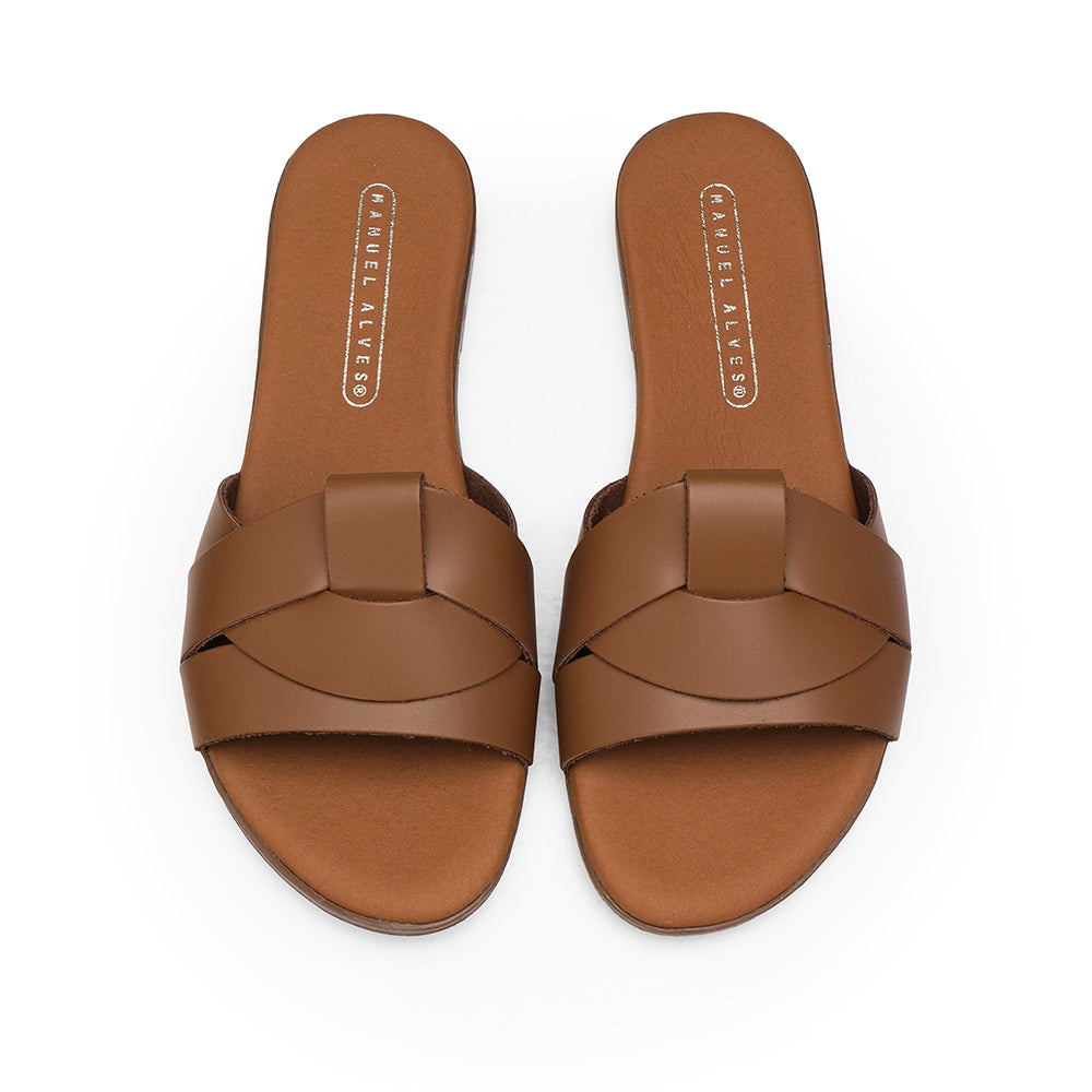 Chinelo Casual Mulher Pele Camel