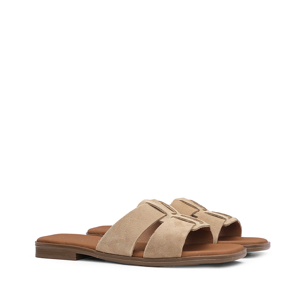 Chinelo Casual Mulher Camurça Bege