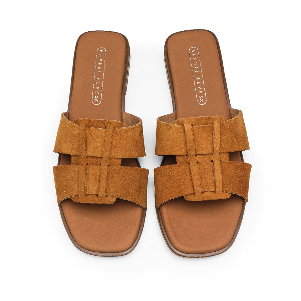 Chinelo Casual Mulher Camurça Camel