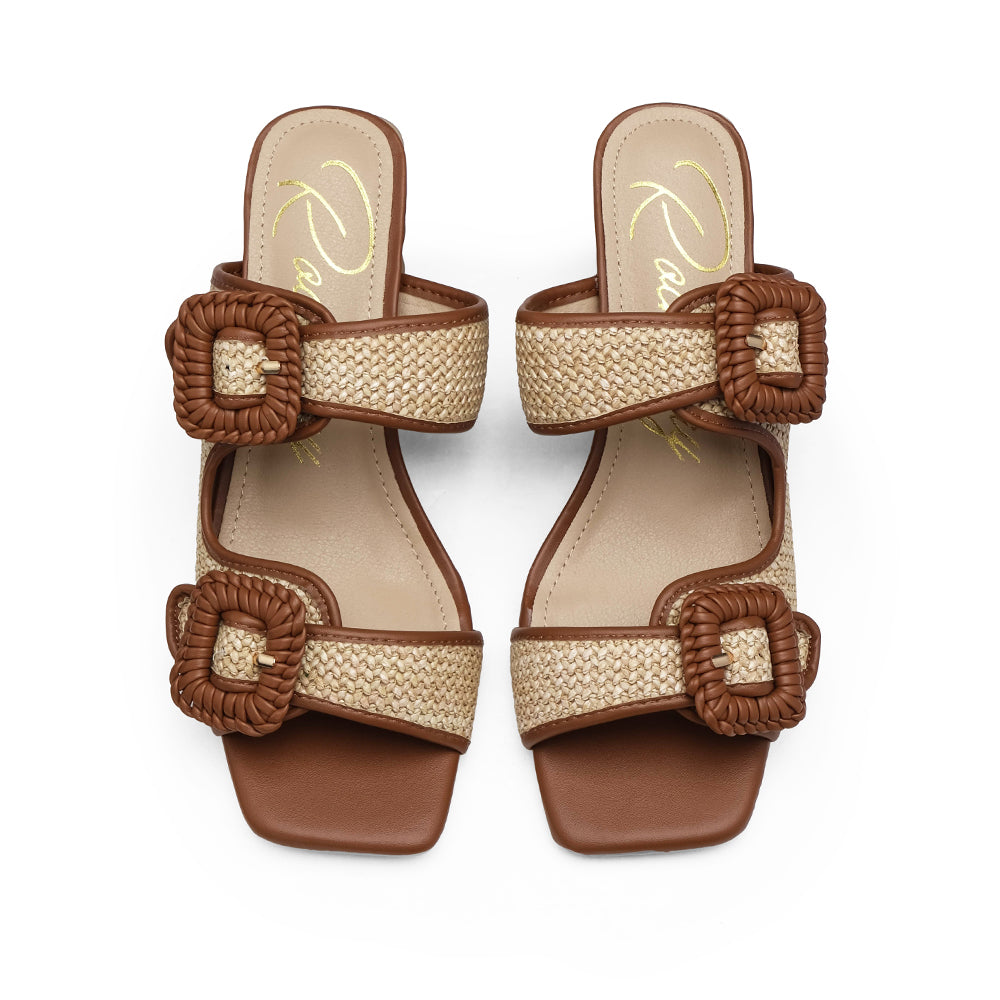 Chinelo Salto Alto Mulher Camel
