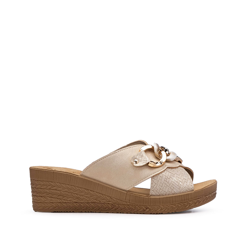 Chinelo Salto Cunha Mulher Bege