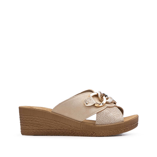 Chinelo Salto Cunha Mulher Bege