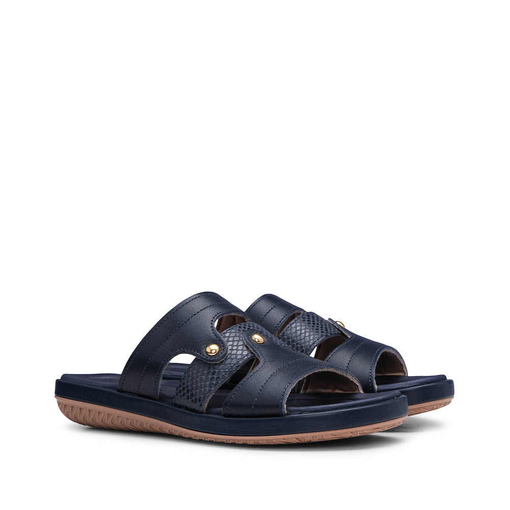 Chinelo Conforto Mulher Pele Azul Marinho