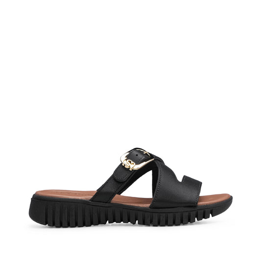 Chinelo Salto Raso Mulher Pele Preto
