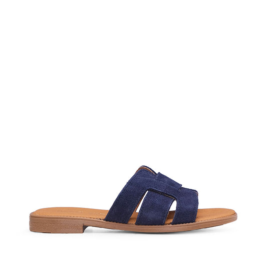 Chinelo Casual Mulher Camurça Azul Marinho