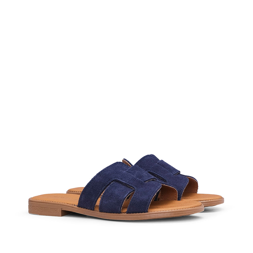 Chinelo Casual Mulher Camurça Azul Marinho