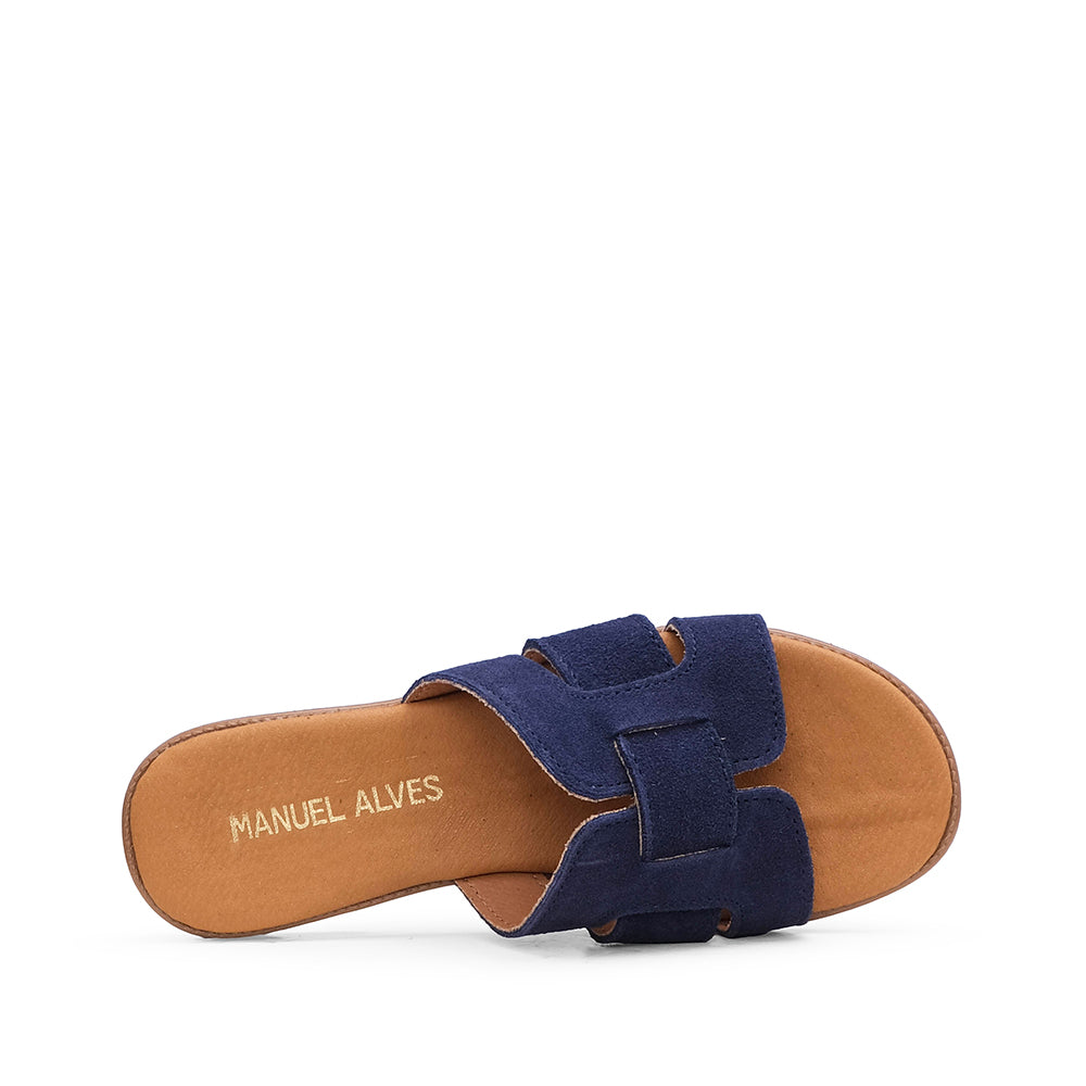 Chinelo Casual Mulher Camurça Azul Marinho