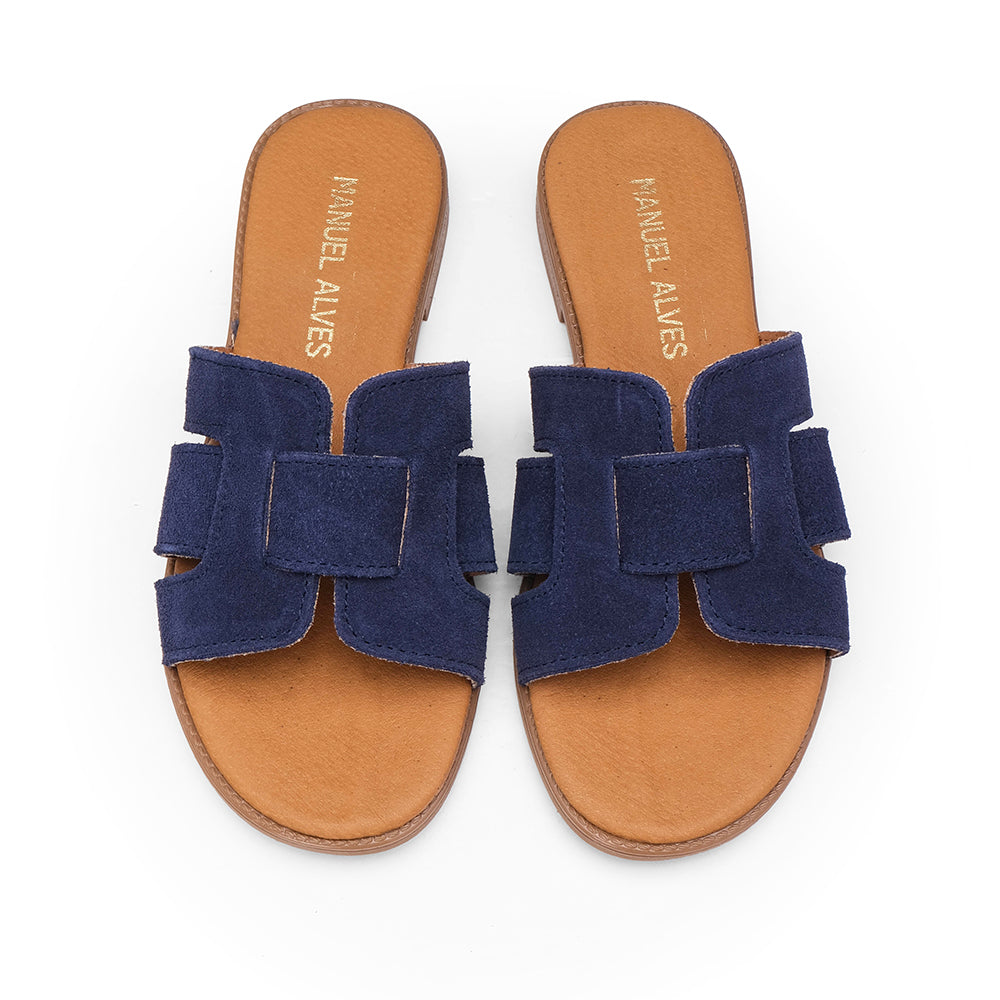 Chinelo Casual Mulher Camurça Azul Marinho