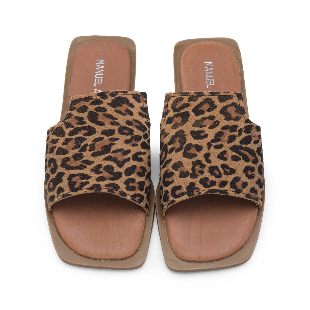 Chinelo Casual Mulher Camurça Leopardo
