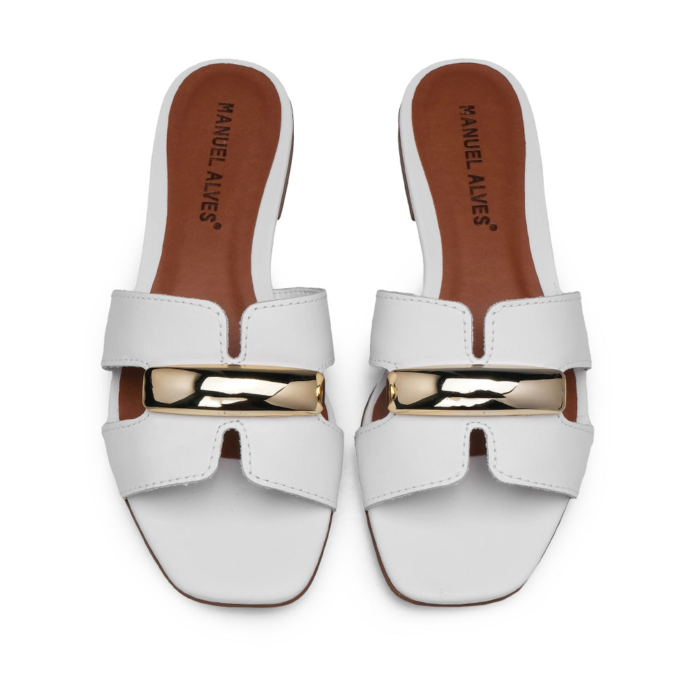 Chinelo Salto Raso Mulher Pele Branco