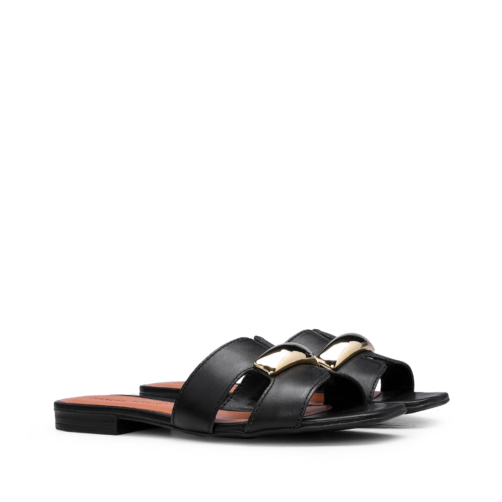 Chinelo Salto Raso Mulher Pele Preto