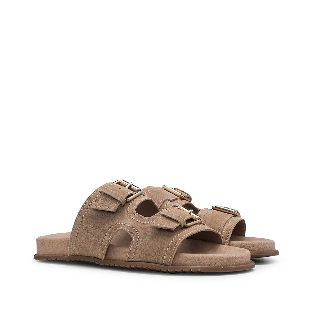 Chinelo Casual Mulher Camurça Bege