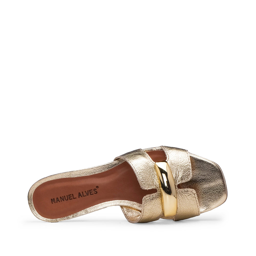 Chinelo Salto Raso Mulher Metalizado Dourado