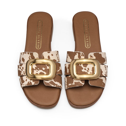 Chinelo Casual Mulher Pele Camel