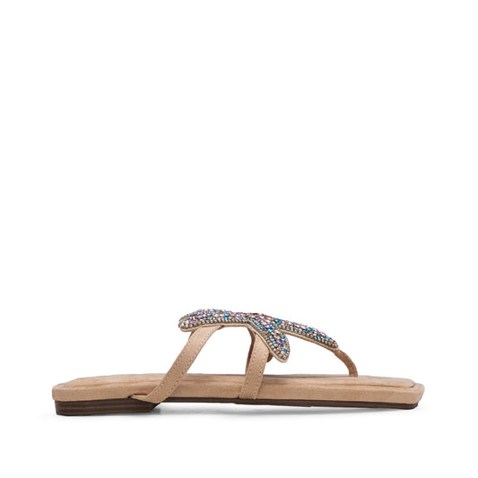 Chinelo Casual Mulher Camurça Bege