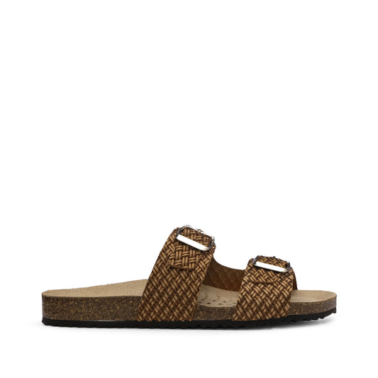 Chinelo Casual Mulher Gravado Bronze