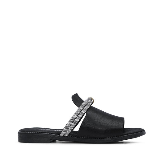 Chinelo Com Glitter Casual Mulher Pele Preto