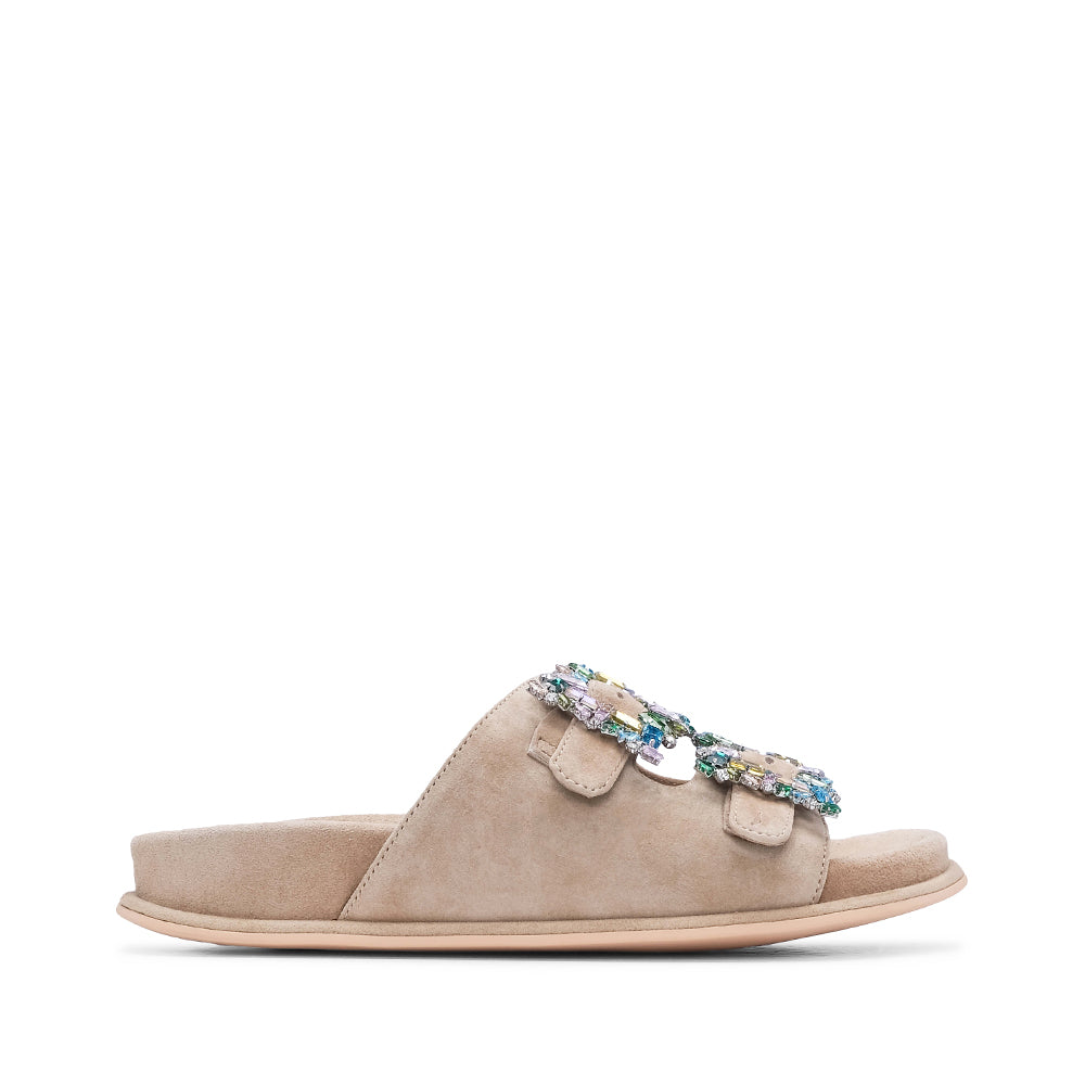 Chinelo Casual Mulher Camurça Bege