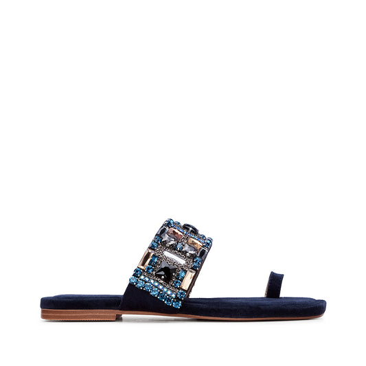 Chinelo Casual Mulher Camurça Azul