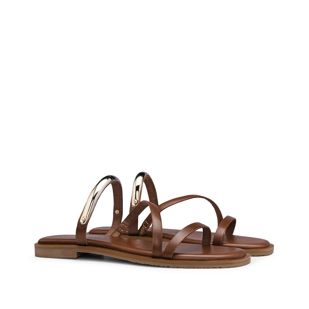 Chinelo Casual Mulher Pele Camel