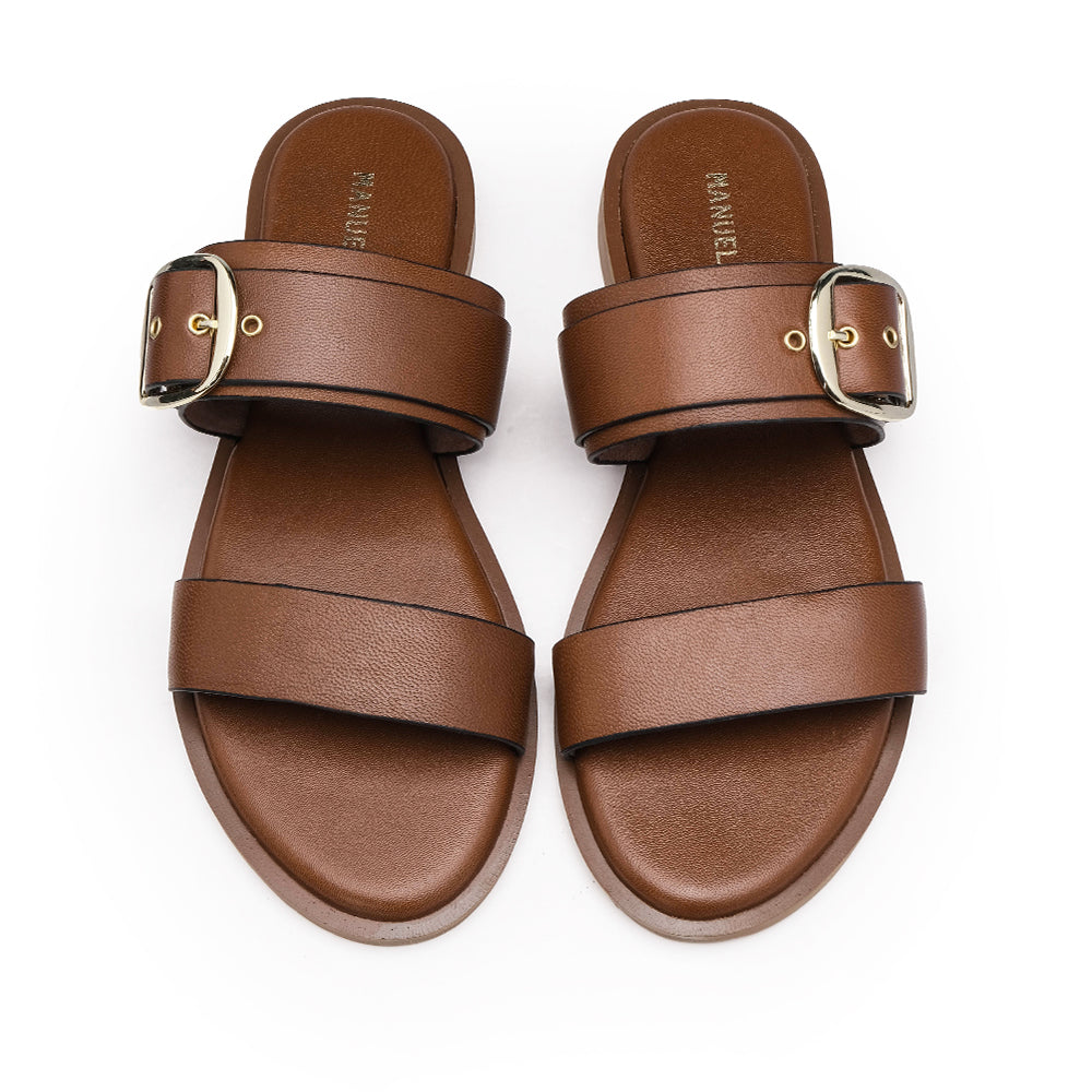 Chinelo Casual Mulher Pele Camel