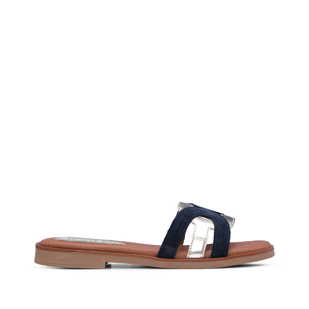 Chinelo Casual Mulher Camurça Azul Marinho