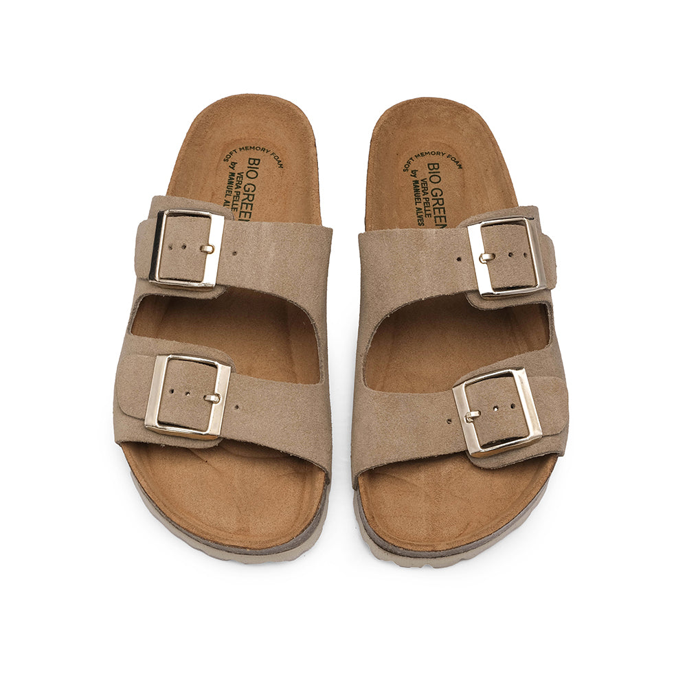 Chinelo Casual Mulher Camurça Taupe