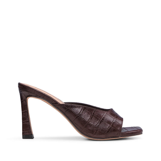 Sandália Salto Alto Mulher Animal Print Castanho