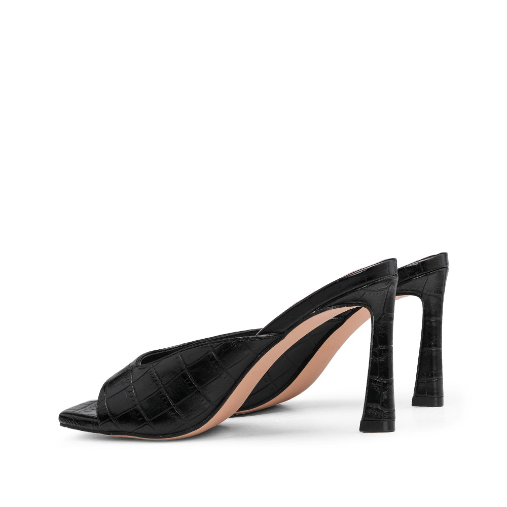 Sandália Salto Alto Mulher Animal Print Preto