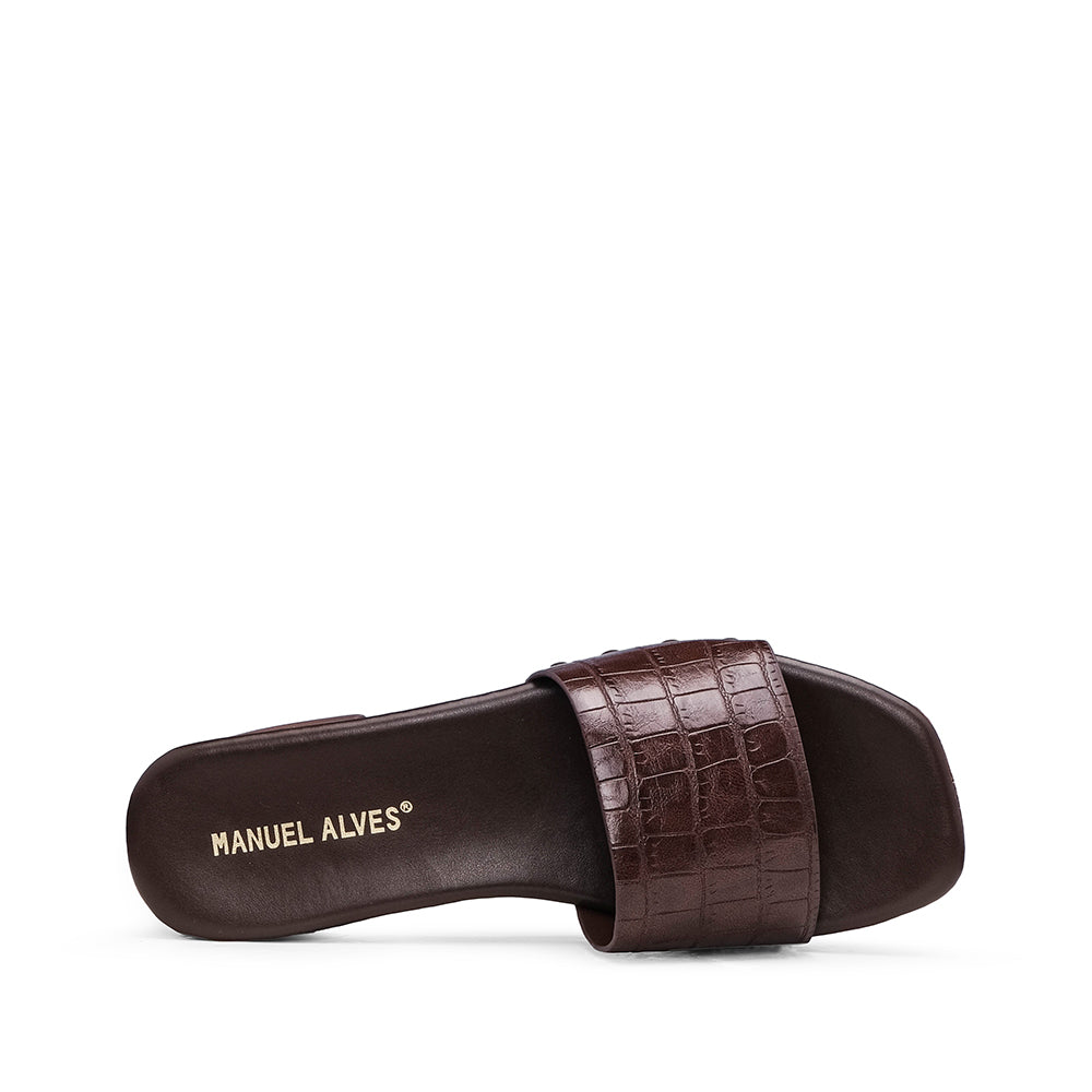 Chinelo Salto Médio Mulher Animal Print Castanho