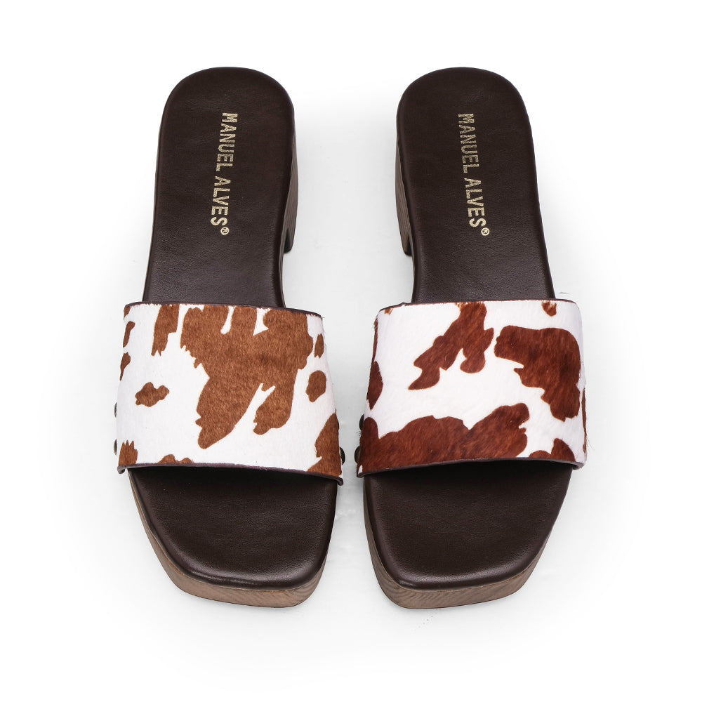 Chinelo Salto Médio Mulher Castanho