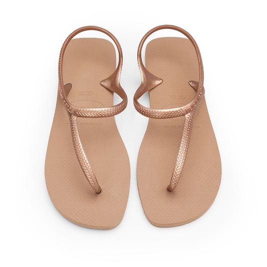 Chanclas planas para mujer en piel sintética, color dorado