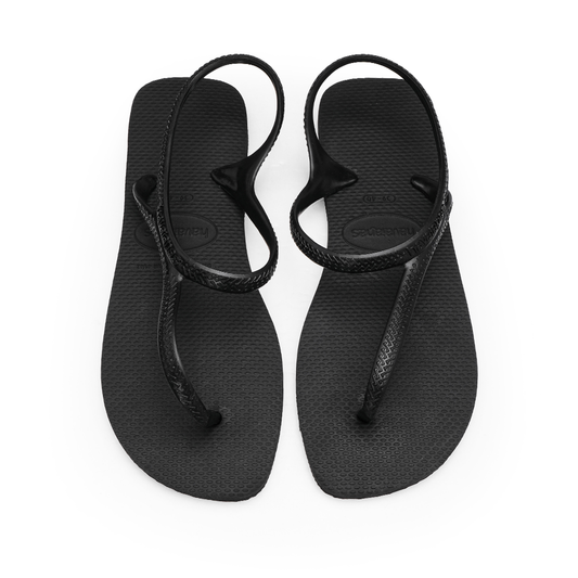 Chanclas planas para mujer en piel sintética negra