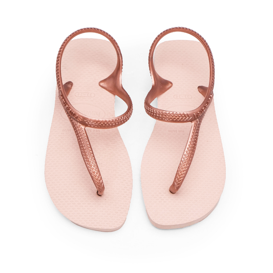 Chanclas de tacón plano para mujer en piel sintética rosa
