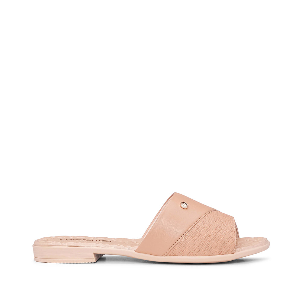 Chinelo Salto Raso Mulher Pele Taupe