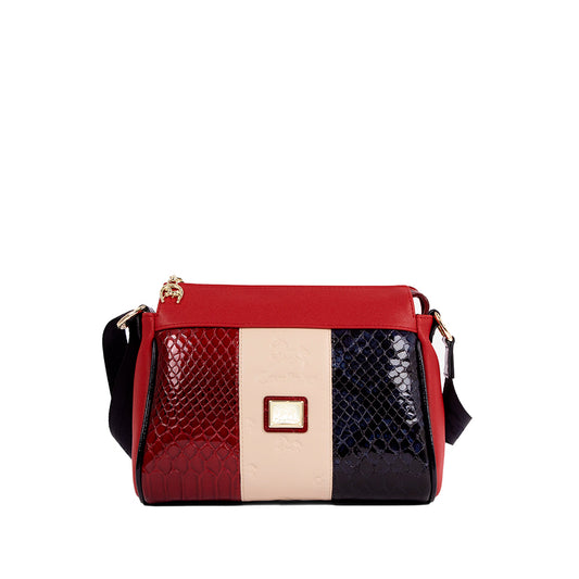 Mala Tiracolo Mulher Pele Azul E Vermelho