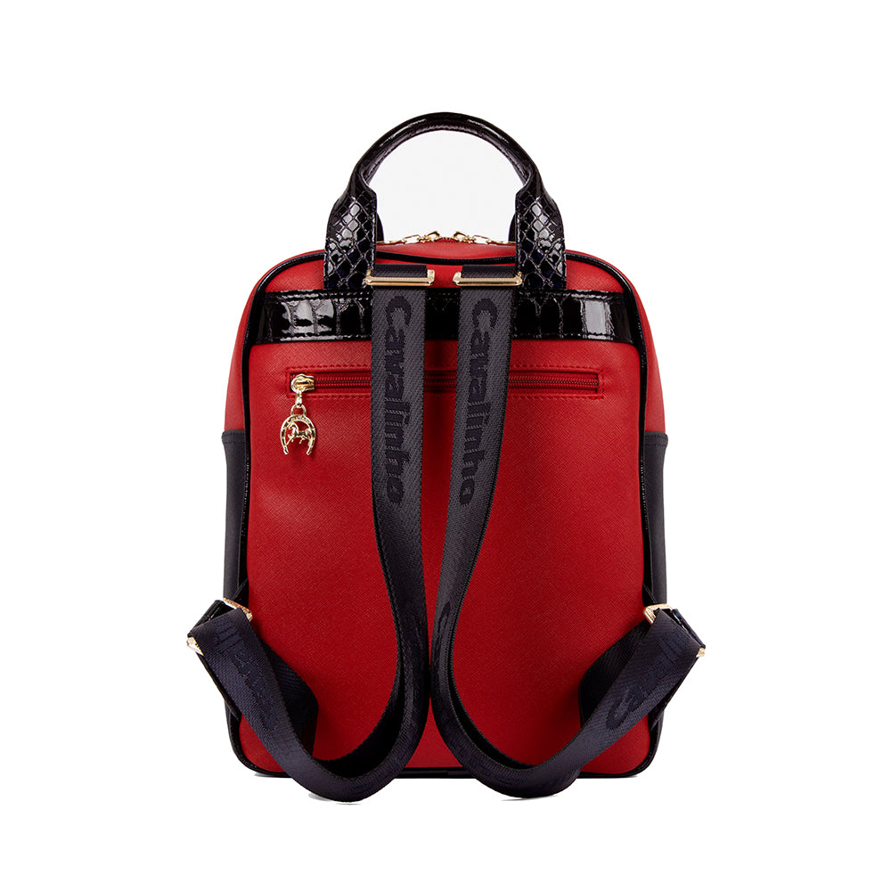 Mala Mochila Mulher Pele Azul E Vermelho