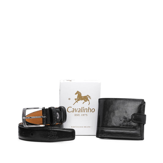 Pack Cinto e Carteira Cavalinho Preto